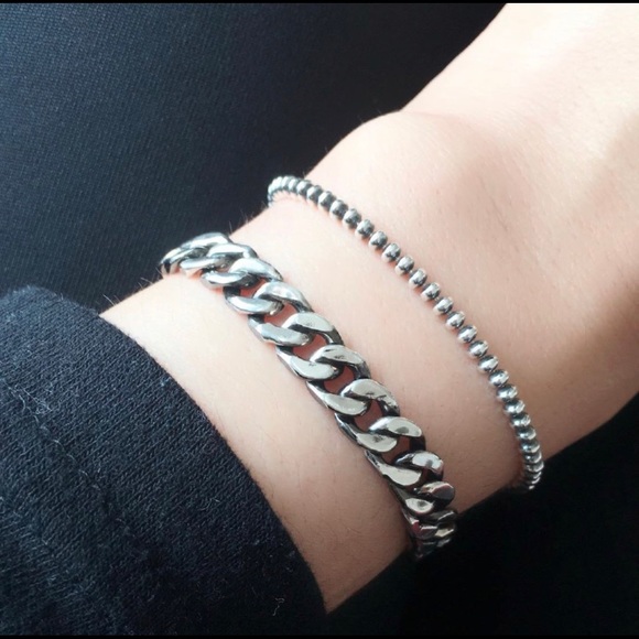 New 925 sterling silver chain bracelet set - Picture 1 of 6